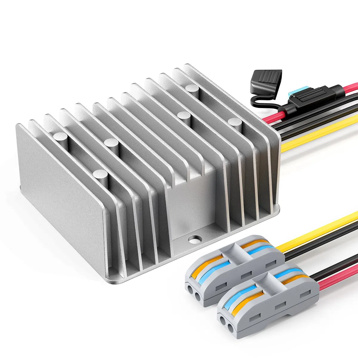 DC-DC convertidor de 12V a 24V 10A 240W con Fusible y Conectores rápidos, convertidor de Voltaje 12V 24V para Carro de Golf Coche Ligero camión
