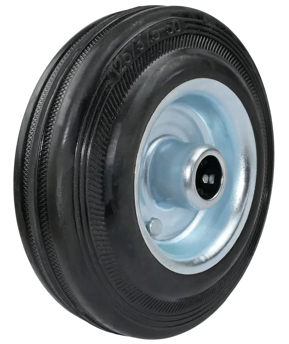 AERZETIX - C58897 - Juego de 2 ruedas de carrito carro Ø125mm con rodamiento de agujas - capacidad de carga 100 kg - color de la rueda: negro en caucho - llanta de acero