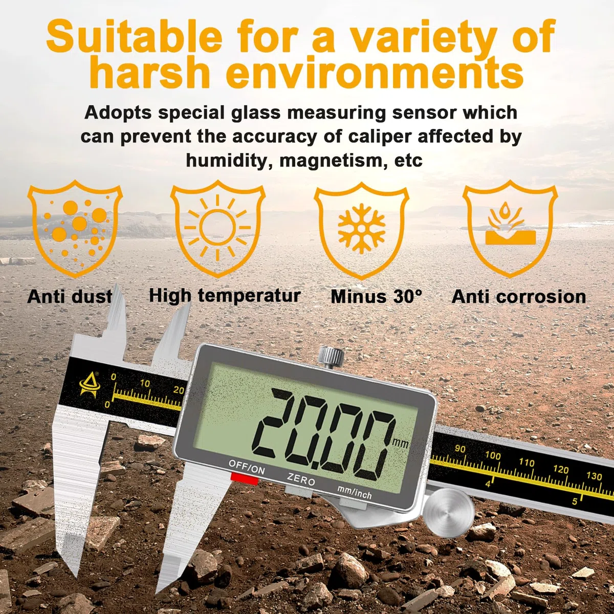 Calibre Digital, Pie de Rey Digital de 150 mm / 6 pulgadas con Pantalla LCD Grande Calibre Paquimetro de Acero Inoxidable, Durable, Medir Diámetro Interno, Diámetros y Profundidad