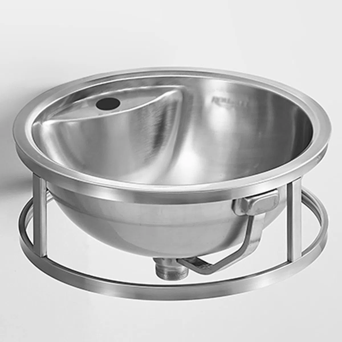 Lavabo de pared comercial, con soporte de montaje, fregadero redondo, para lavar en restaurante, cocina y hogar, acero inoxidable