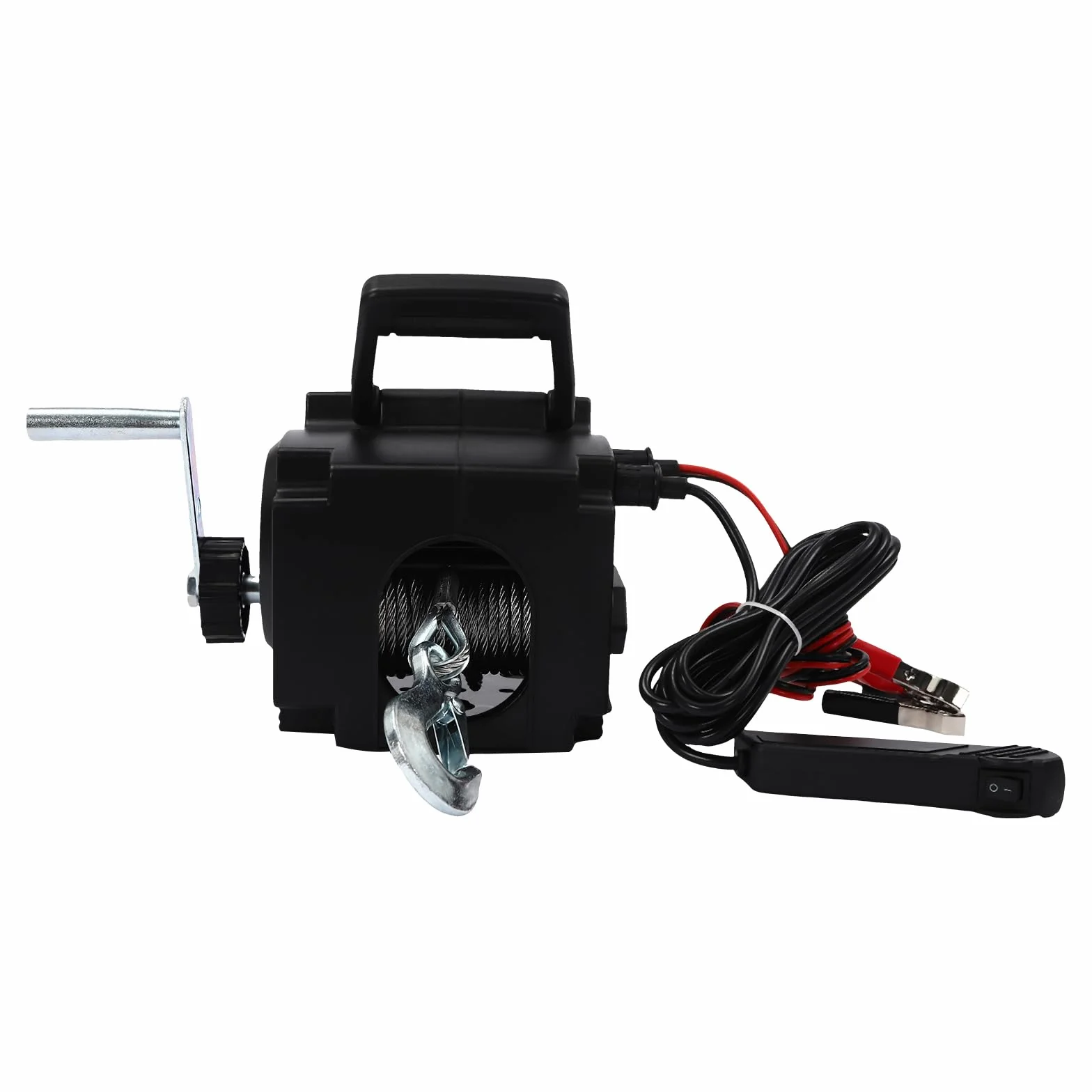 Cabrestante eléctrico de 12 V – Cabrestante de motor de cable de alto rendimiento con 300 W y 2721 kg de fuerza de tracción, caja de engranajes de acero para coches, remolques, remolques para barcos