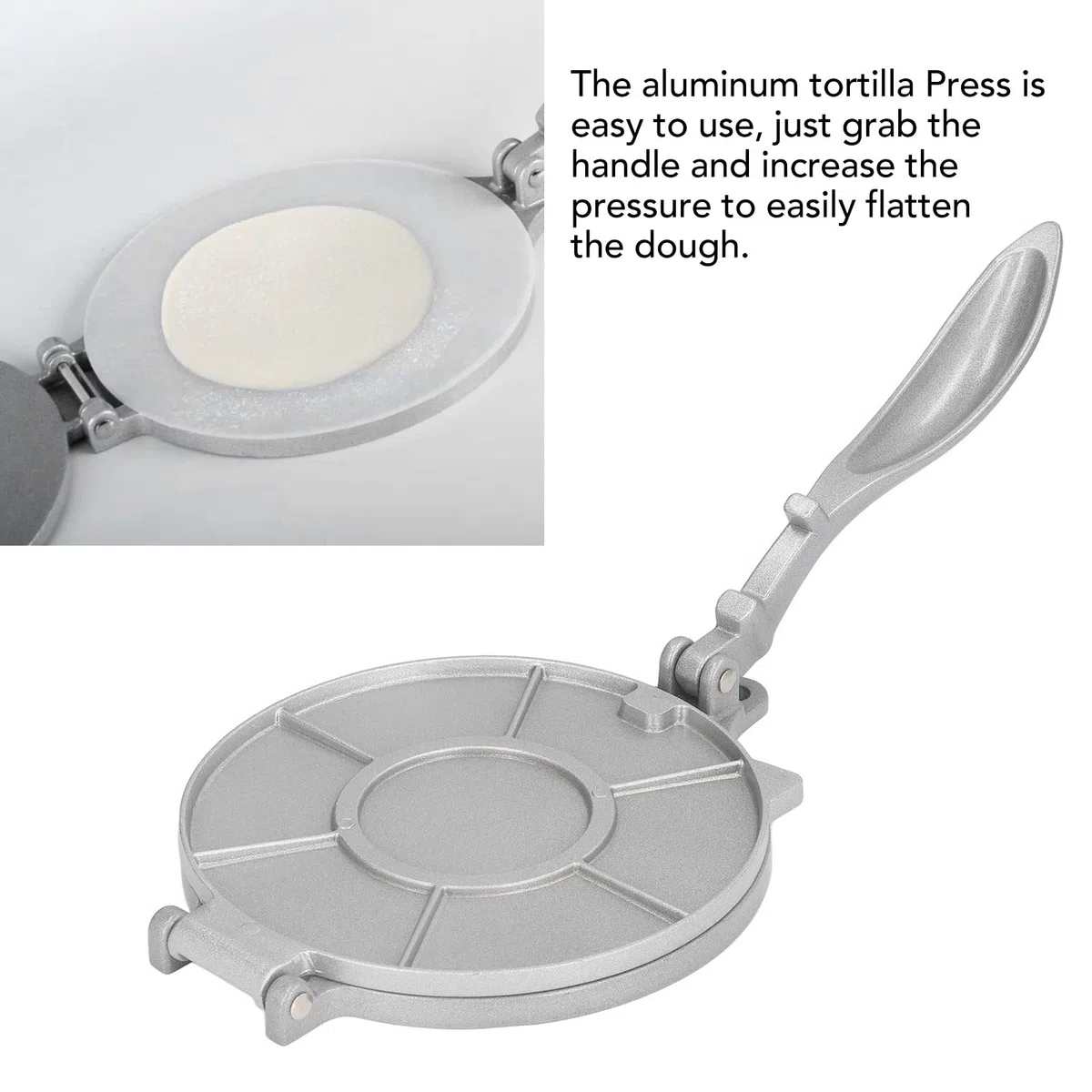 Prensa para Tortillas, máquina para Hacer Tortillas de 7,7 Pulgadas, Acero Inoxidable para Tiendas de Pasta