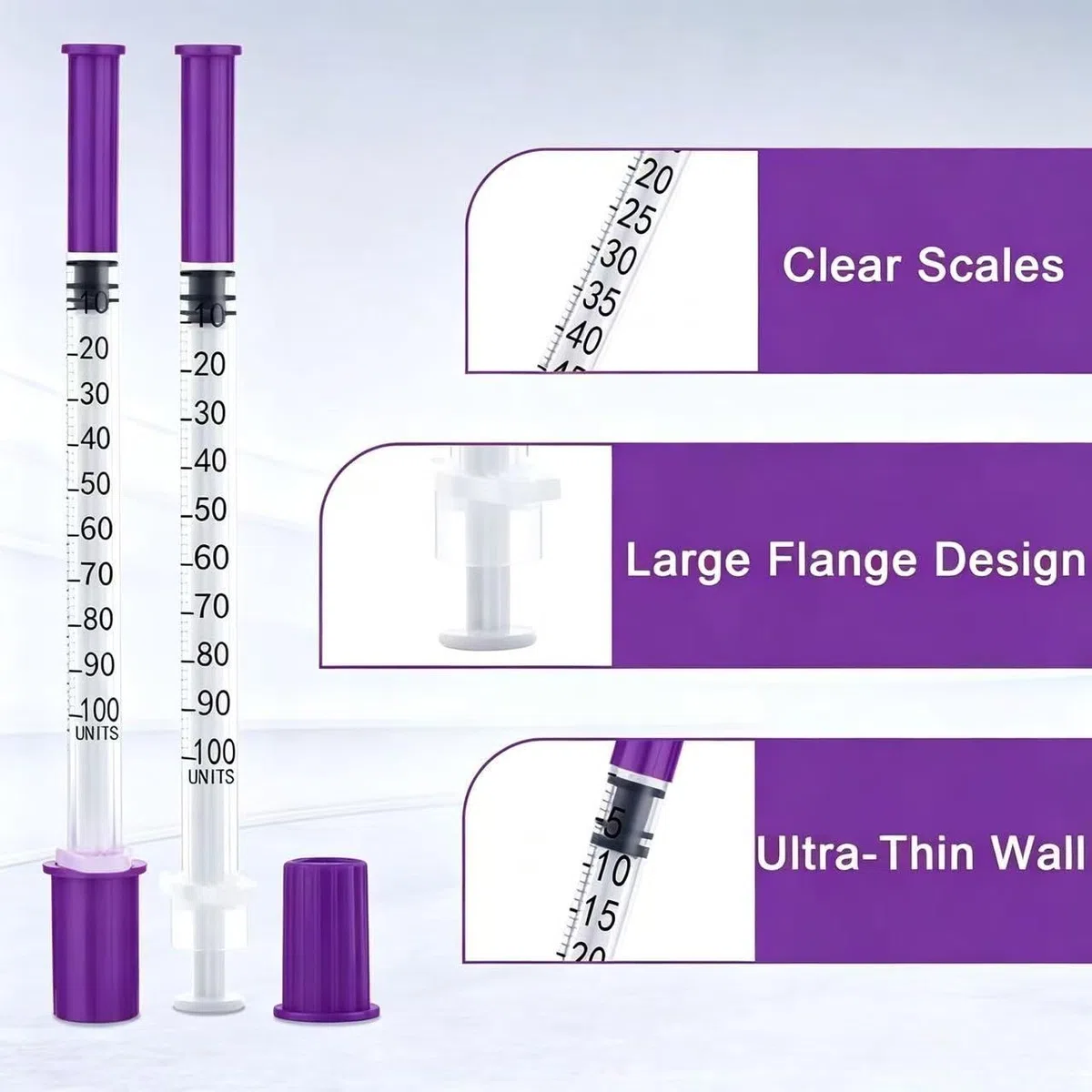 Paquete de 100 unidades de jeringas de plástico de 1 ml/cc con aguja de 31G x 6 mm, herramientas de medición de usos múltiples, envueltas individualmente