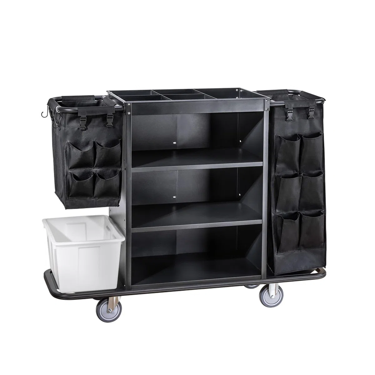 Carrito de limpieza multifuncional con bolsa de tela, carrito de limpieza de hotel para servicio de habitaciones, almacenamiento de suministros de limpieza para ama de llaves