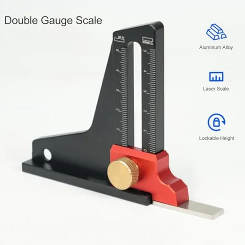 Medidor de Altura de Aleación de Aluminio, Rango de Medición de 0 a 50mm, Herramientas de Carpintería, Regla de Ajuste para Máquina Cortadora de Mesa de Sierra