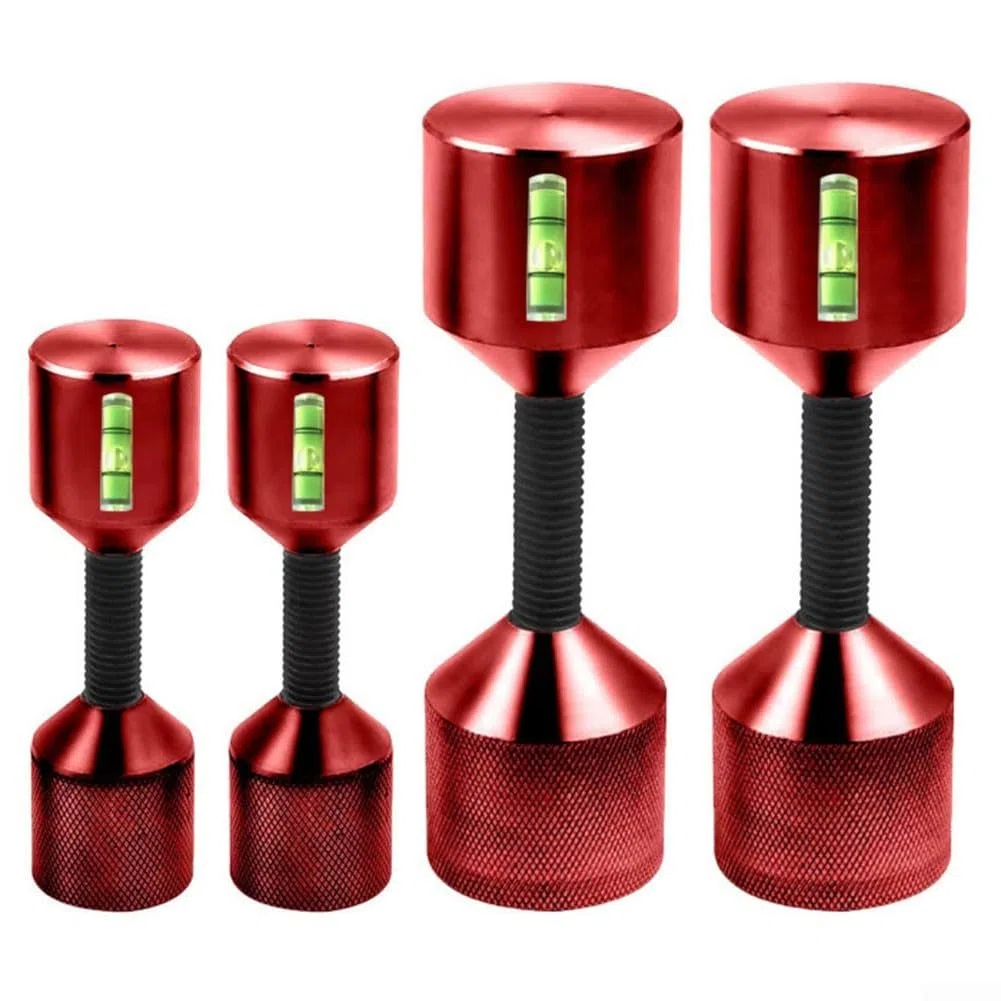 Juego de pines de ubicación de brida de aluminio con nivel incorporado, herramienta de localización de dos agujeros para alineación de tuberías de 1-1/8 pies (rojo 2 piezas)