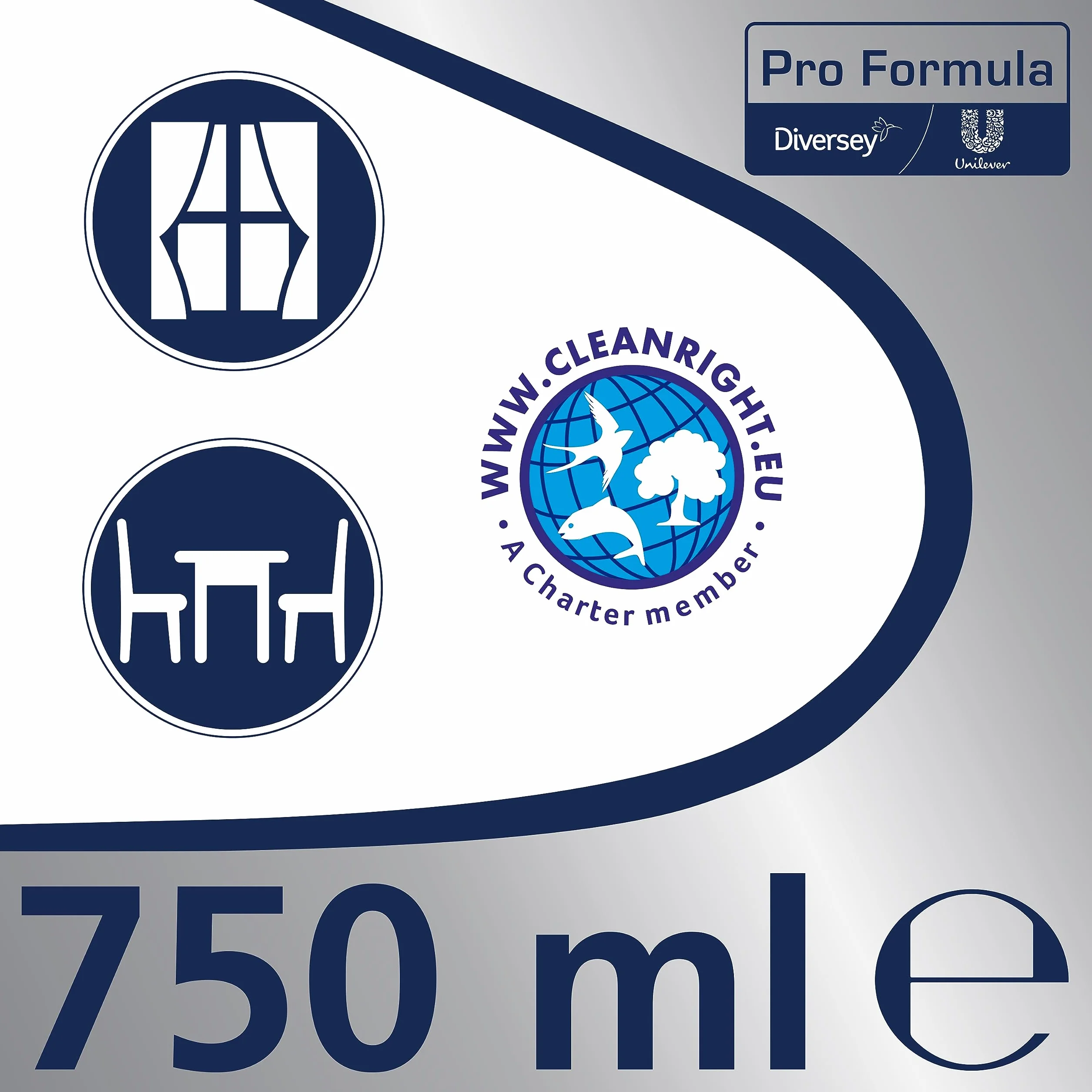 Diversey Cif - Limpiador profesional de cristal, 750 ml, elimina la suciedad, la suciedad y los dedos