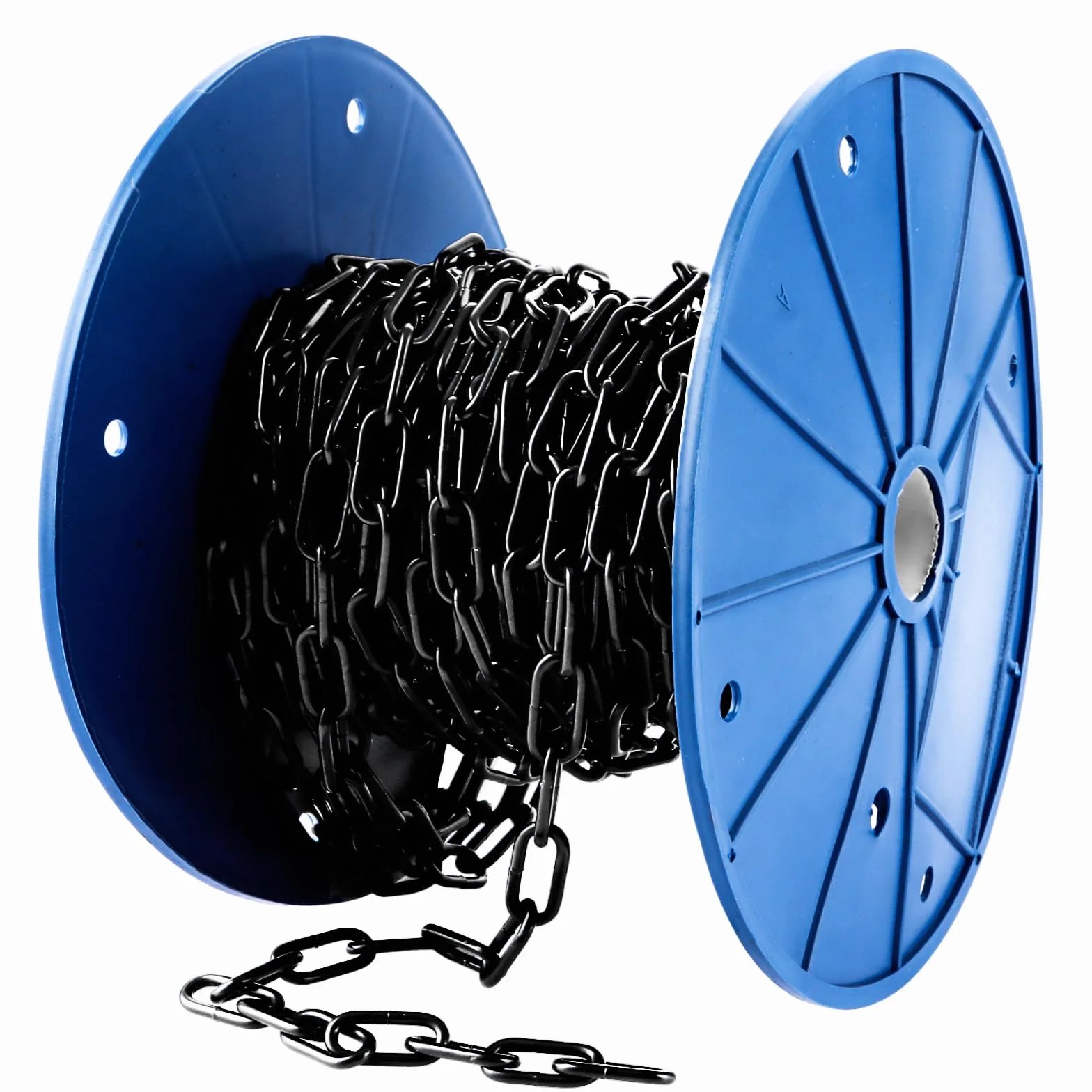 Cadena de metal de 15 m de 3 mm, cadena de acero redonda, cadena de acero fuerte, cadena de eslabones de acero al carbono negro para cadena de lámpara, cadena para perros y cadenas de barrera
