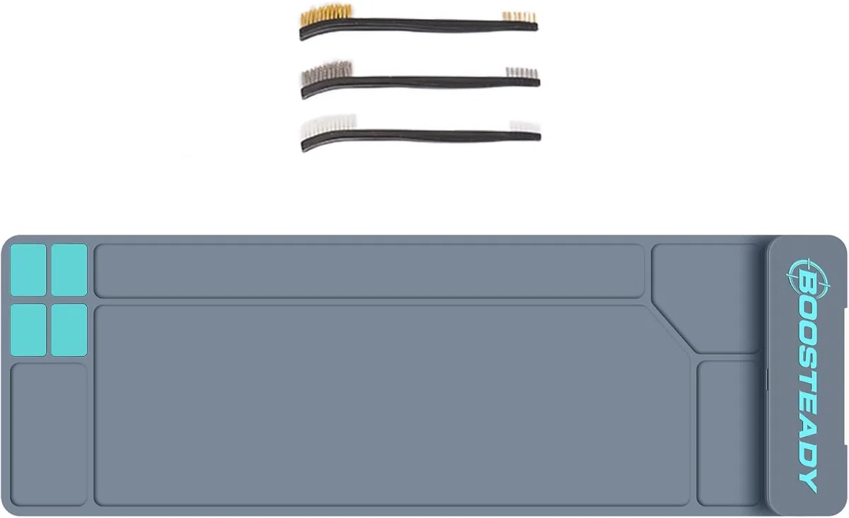 BOOSTEADY Alfombra de limpieza para rifle, 36" x 12" Gran alfombra de mantenimiento de carabina de goma antideslizante, almohadilla de limpieza de arma magnética con caja de componentes integrada