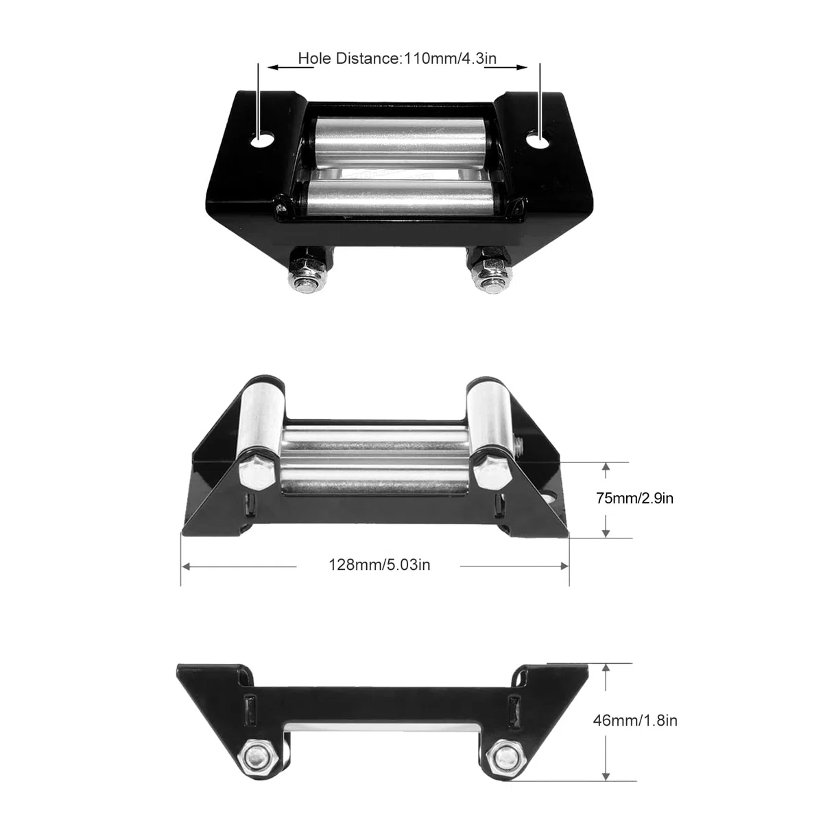 Guía De Cable Para Winche 110mm Distancia Entre Agujeros Compatible Universal Metal Resistente Rodillo Reducción Fricción Diseño Robusto Alineación Perfecta Fabricación Profesional