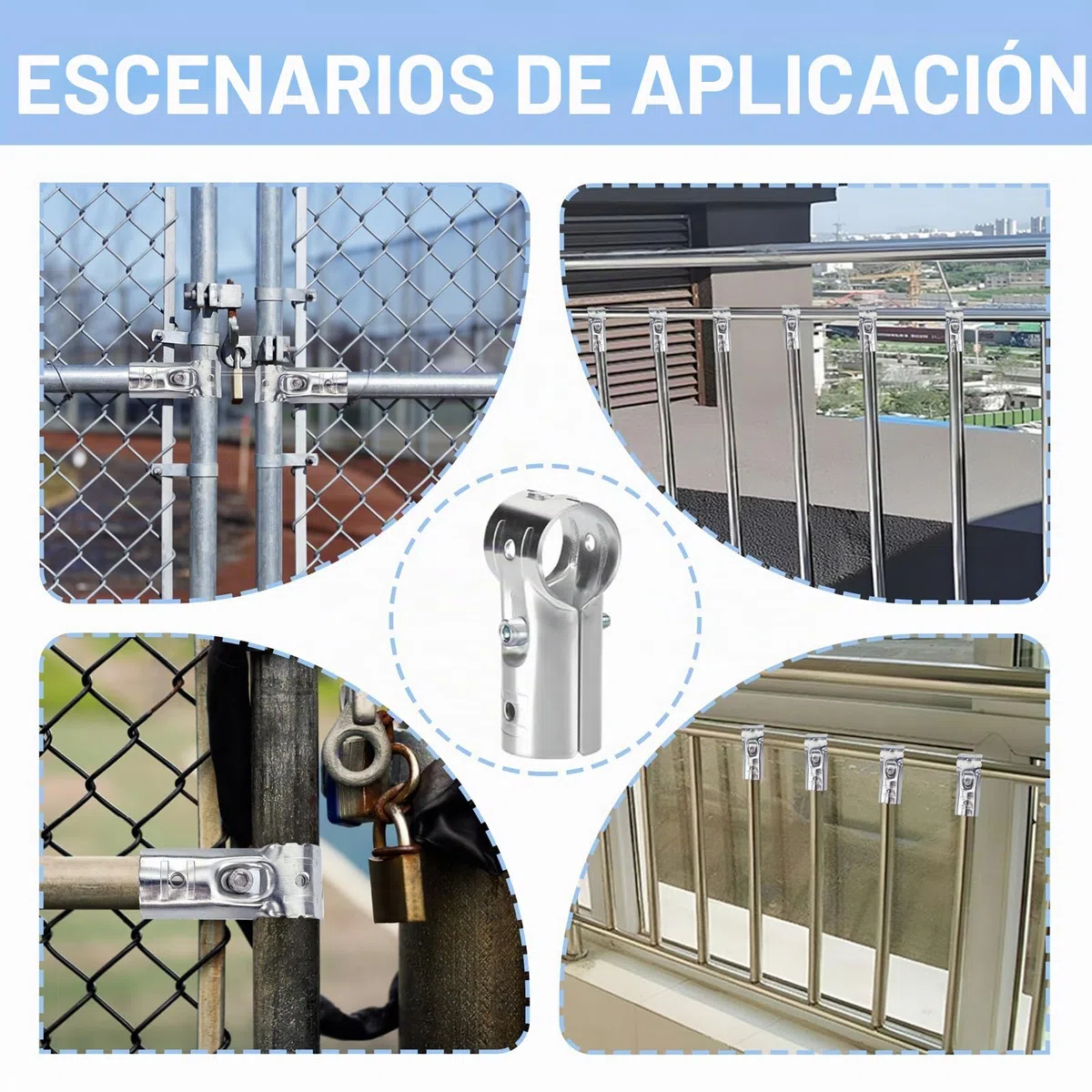 12 piezas Tubos Conector en T Pipe Clamp Conector Cadena Valla Abrazadera Esquina Herrajes Endschienenkblemme adecuado para diámetro exterior 25 mm