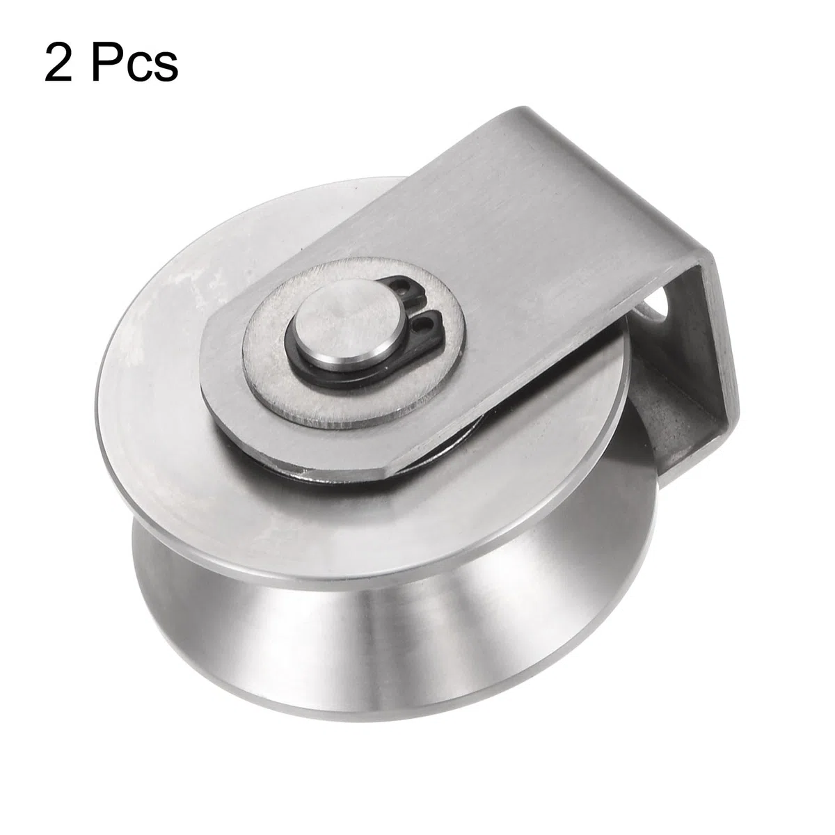 QUARKZMAN 2pcs Rueda de Pista con Ranura en V Rodillos de Acero Inoxidable 201 de 1.89" Doble Cojinete con Soporte para Pista Invertida Máquinas Industriales