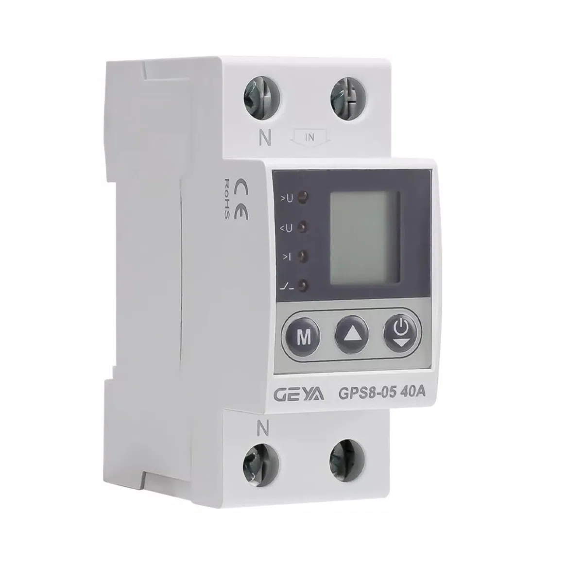 GEYA Dispositivo de protección de corriente/voltaje con función de medición AC220V Consulta Electricidad y energía Pantalla LCD (40A)