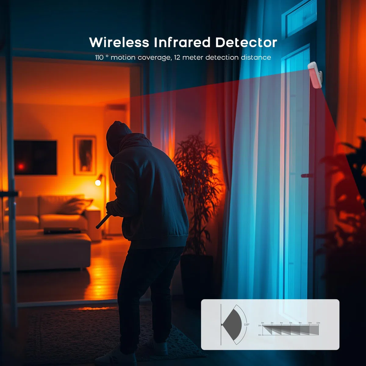 Sensor infrarrojo inteligente de intrusión para el hogar, detector de movimiento PIR antirrobo para PGST 103 105 107 108 109 sistema de alerta antirrobo para el hogar (paquete de 3)