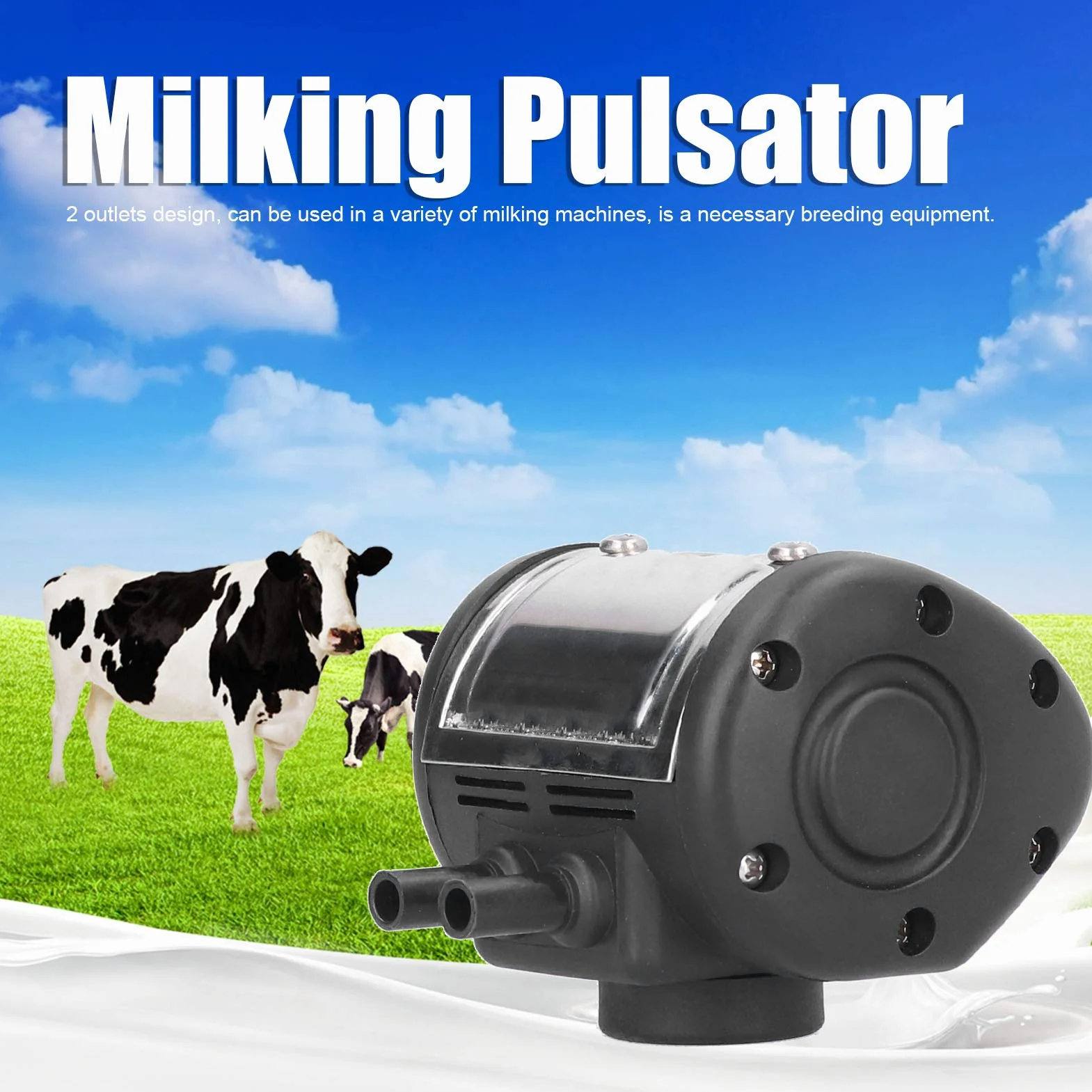Pulsador de máquina de ordeño, 2 salidas de plástico reutilizables Pulsador universal para ordeñadora de vacas y ovejas Máquina de ordeño Equipo agrícola