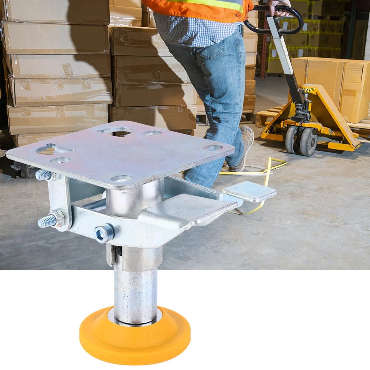 KIMISS Bloqueo de Piso para Ruedas - Lock de Freno de Tranvía con Almohadilla TPU para Ruedas de 4 ", Capacidad de Carga 100 Kg/220.46 Lb - Diseño Galvanizado de Hierro Duradero (X-75-32-3)