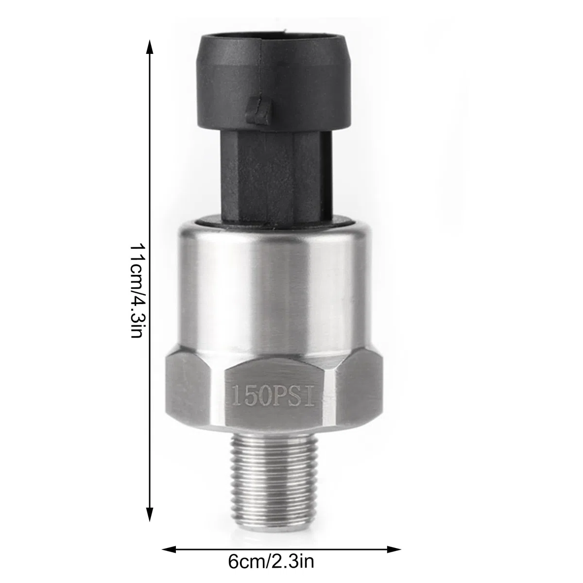 Transductor de presión Psi 1 / 8NPT Rosca Sensor de transductor de presión de acero inoxidable para fueloil Aire Agua (150 PSI)
