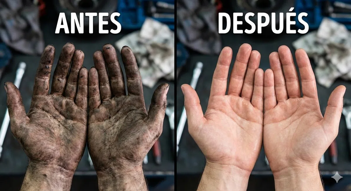 HO Gel de Mecánico Profesional 5kg | Jabón Lavamanos Taller con Abrasivos Naturales de Hueso de Aceituna | Desengrasante de Manos pH Neutro para Grasa, Aceite y Suciedad Extrema | Aroma Cítrico