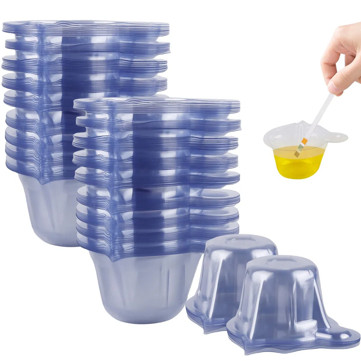 Leikurvo 200 vasos de mezcla de plástico epoxi, vasos de muestra de orina de 50 ml, vasos de orina, vasos de mezcla desechables para prueba de ovulación, prueba de embarazo, prueba de pH