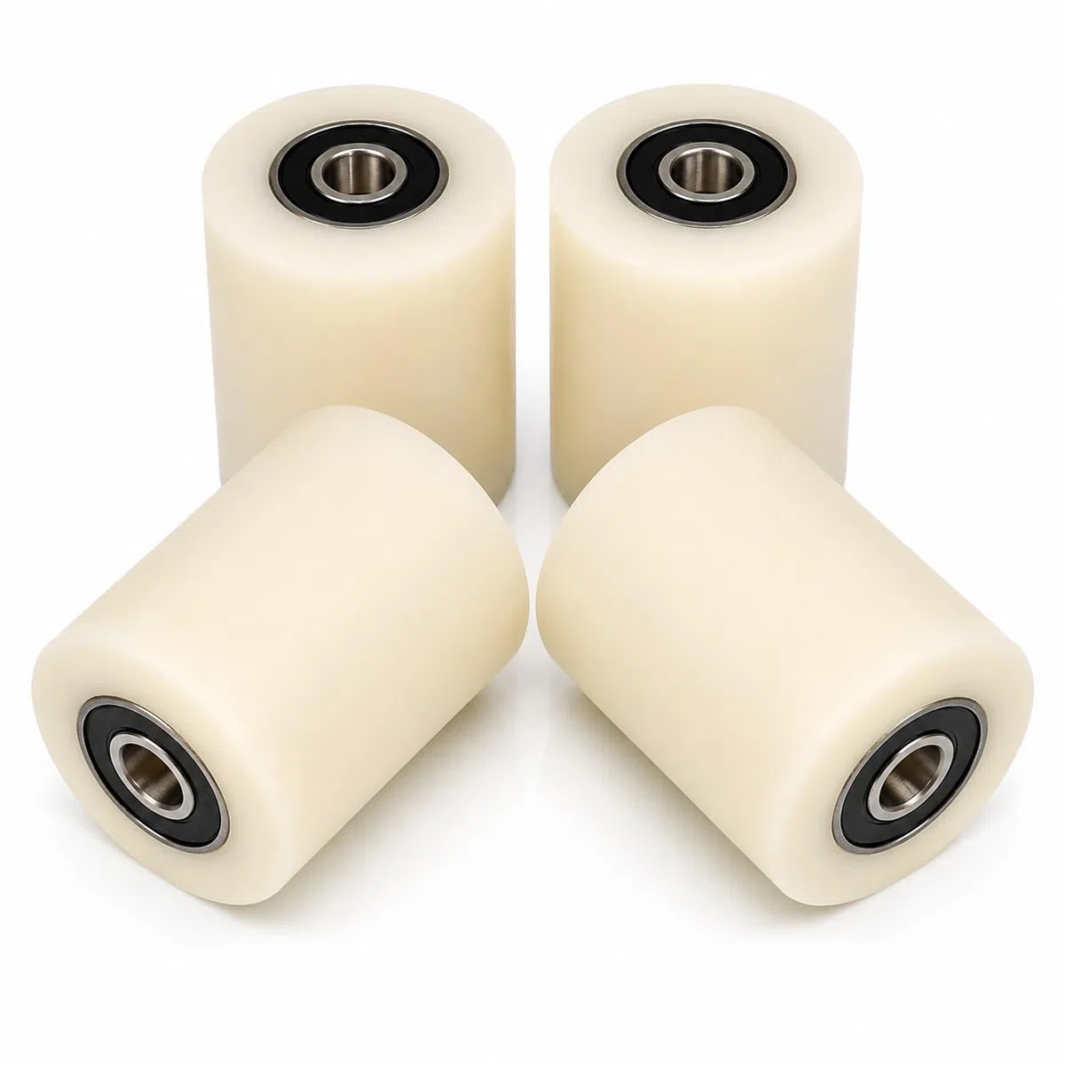 4 rollos de nailon poliamida, 4 cm de diámetro, 50 cm de ancho, rodamientos de 0,8 cm, mecanizado con precisión en la UE (40-50-8)