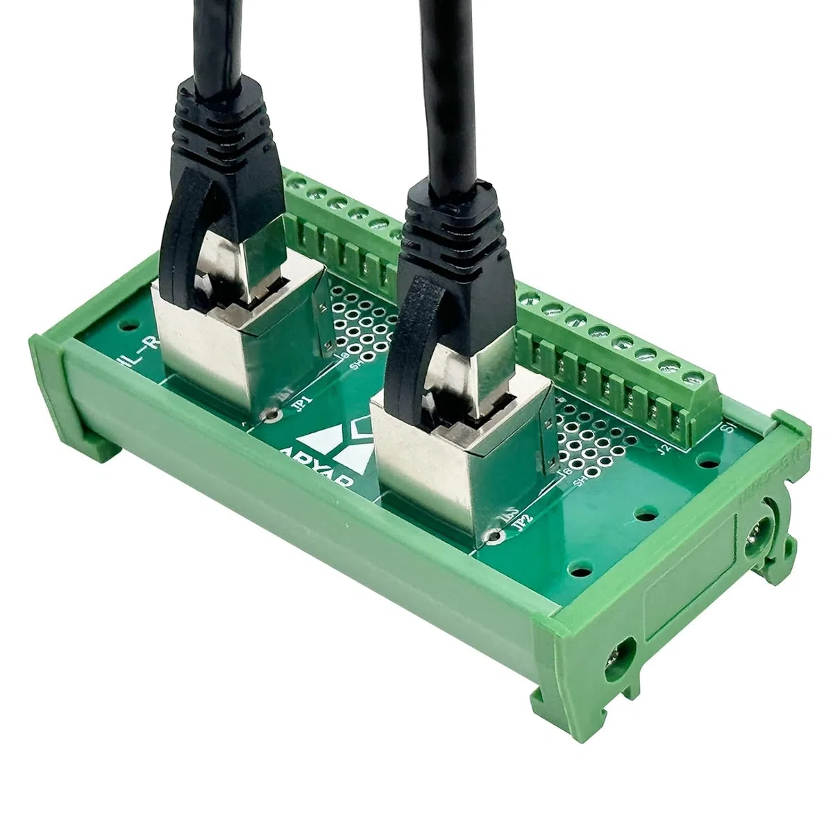 PENGLIN RJ45 8P8C DIN Montaje en carril Ethernet Conector Distribuidor Placa Breakout Board Dos Vías RJ45 Vertical Hembras Adaptador