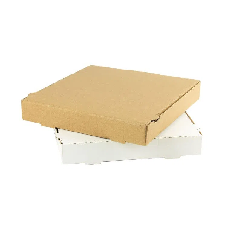 Caja Pizza/Empanada de cartón Reversible Blanca y Kraft - 300x300x40mm