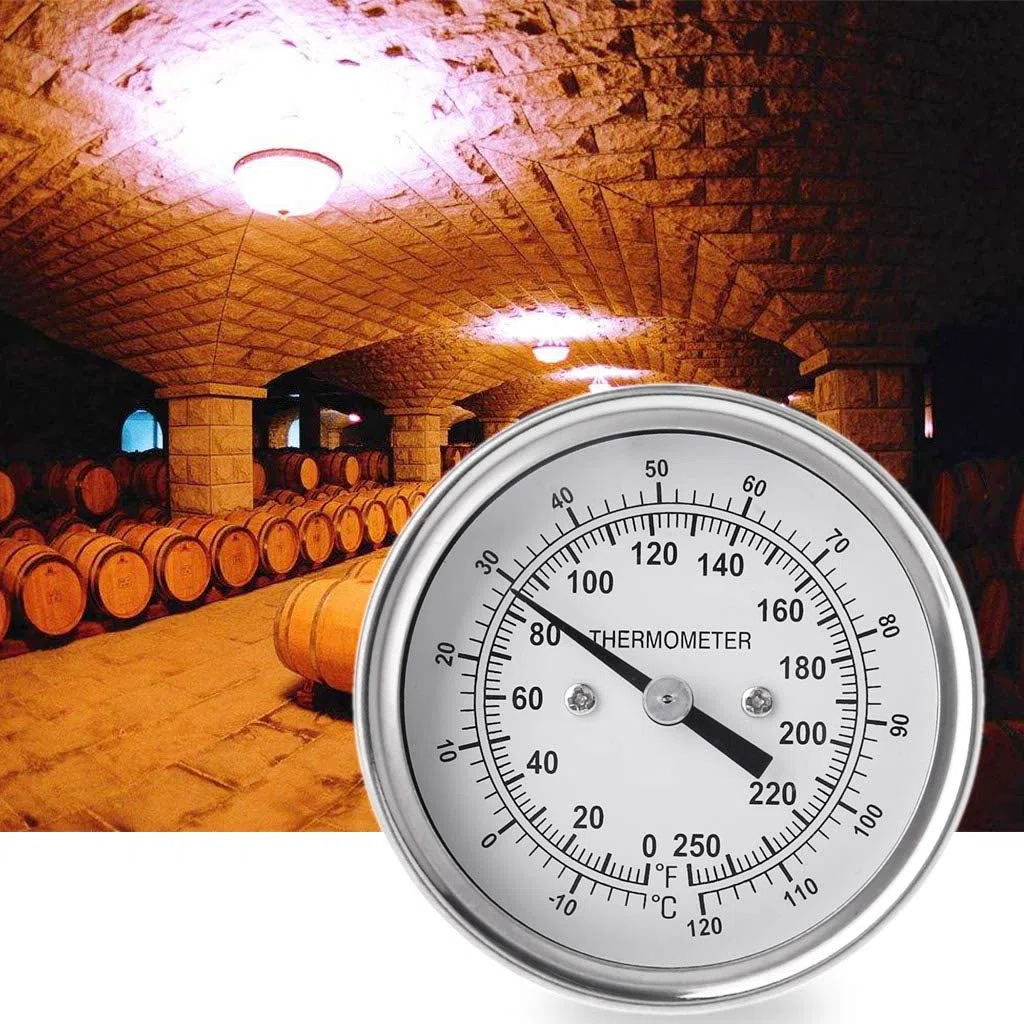 Termómetro de elaboración casera de Acero Inoxidable Celsius Fahrenheit Medidor de Temperatura de destilación de Agua bimetálico 1/2 "NPT (vástago de 2")