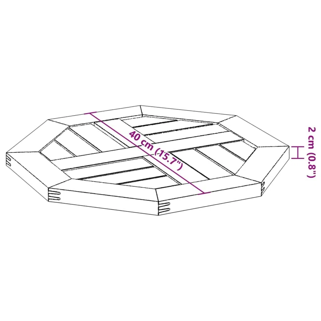 vidaXL Tablero de Mesa Octogonal Madera Maciza de Acacia 40x40x2 cm, Superficie de Mesa, Tablero de Mesa de Repuesto, Tablero de Muebles de Madera