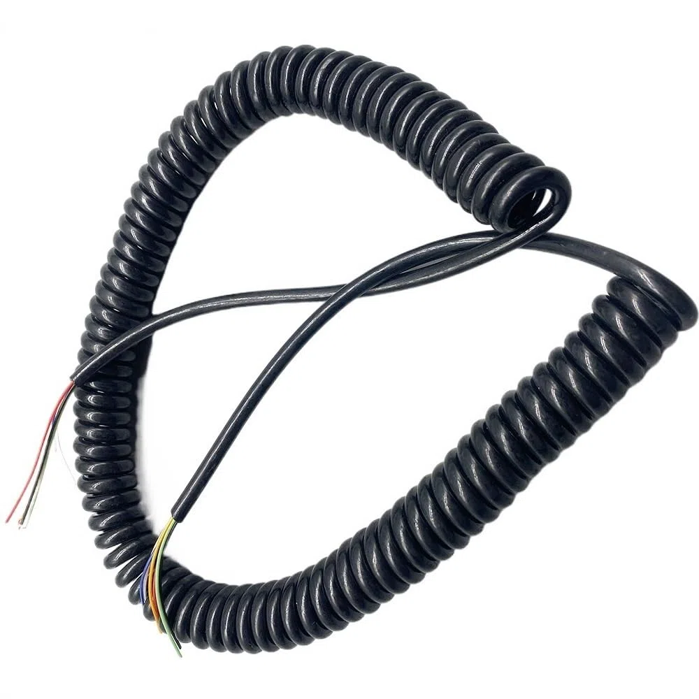 cable flexible Cable en espiral de 8 núcleos, enchufe estándar, cable eléctrico de resorte de dureza, alambre elástico multifilar de resorte conector de extensión(Size:Stretch 1.25 Meters)