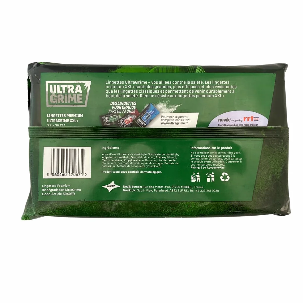 UltraGrime Pro Multiusos Sin Plástico | Toallitas industriales para eliminar manchas de grasa, aceite, pintura y tinta | 100 toallitas húmedas XXL, 38 cm x 25 cm