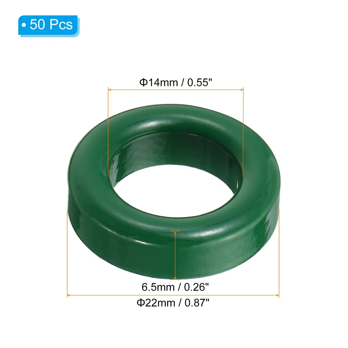 PATIKIL Núcleo toroidal de ferrita, 50 unidades de núcleo toroidal de 0.9 pulgadas ODx0.6 pulgadas IDx0.26 pulgadas de alto, anillos de ferrita transformador de núcleos toroides de ferrita para