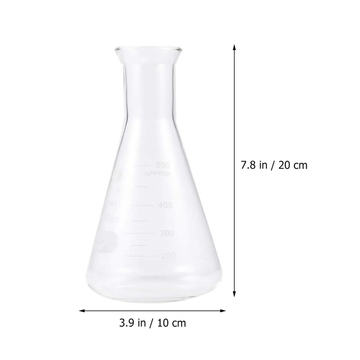 UKCOCO 1 Pc Matraz De Vidrio Juego De Matraces Matraz Erlenmeyer 500ml Matraz Triangular De Vidrio Con Tapón Matraz Cónico Para Química Traje Boca Ancha Dosis De