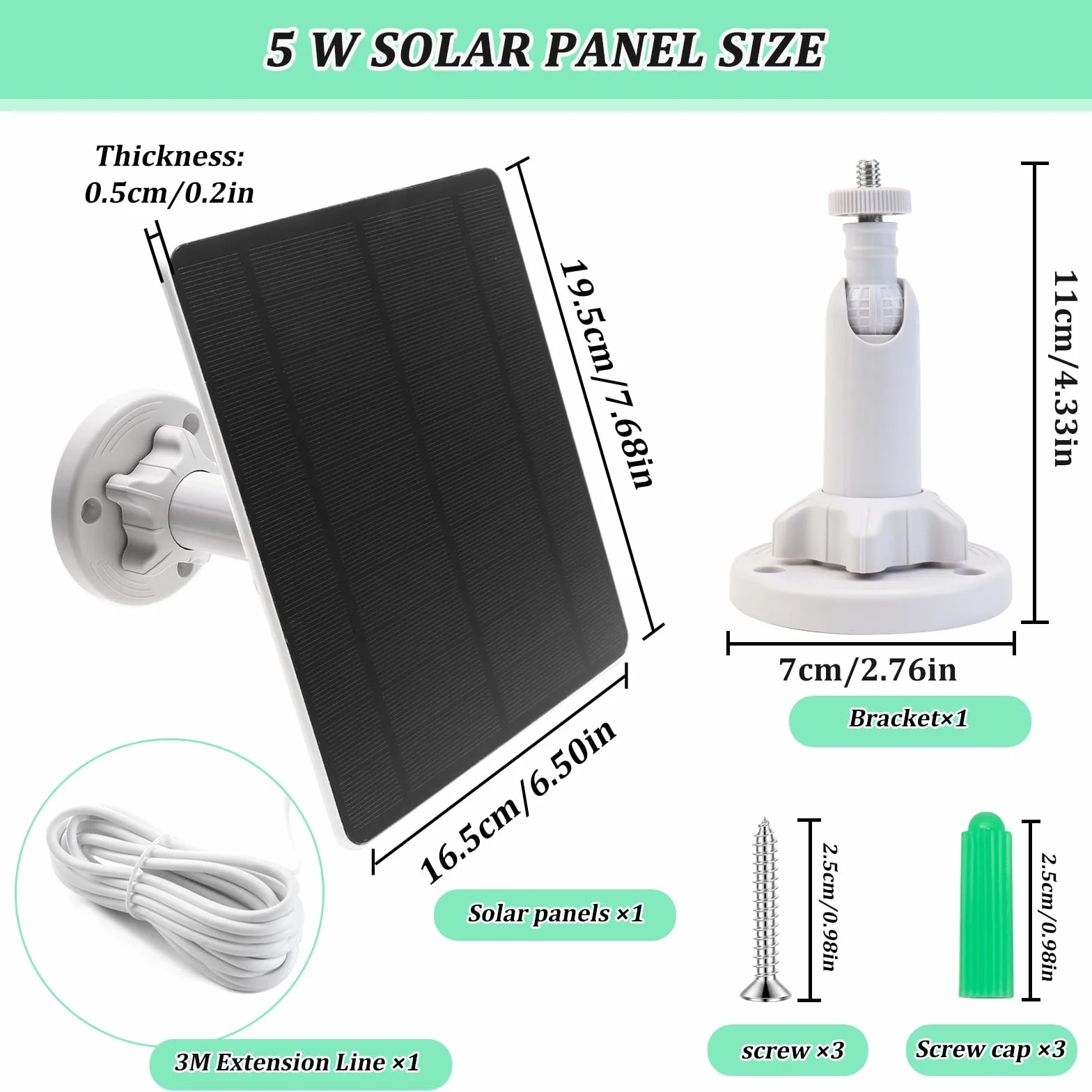 AFAIK Panel solar módulo solar para cámara Ring 5V 5W con batería Ring Spotlight Cam/Pro/Plus y Stick Up Cam/Pro con conector de barril, cable de carga de 4m, IP65 impermeable, cargador solar para