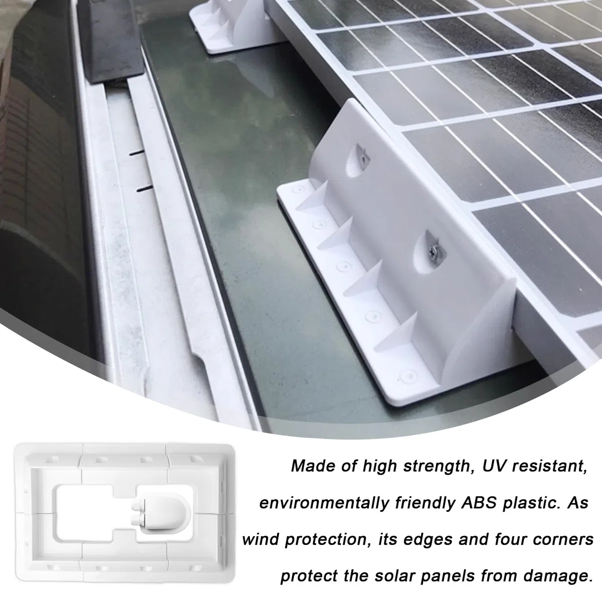 7 soportes de panel solar para autocaravana, soporte de montaje para panel solar, soportes laterales, ABS para paneles solares, soporte de esquina para paneles solares, juego de soportes de esquina