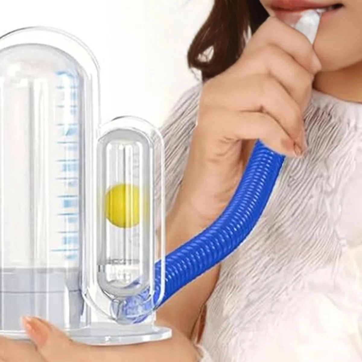 Dispositivo de ejercicio pulmonar para ancianos, espirómetro de incentivo, 5000 ml, medición de volumen con indicador de caudal, entrenador de respiración profunda para estudiantes y niños,