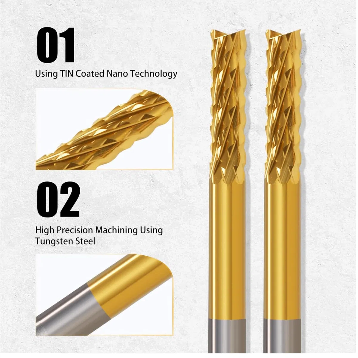 Fresas de Extremo Recubierto de Titanio, Juego de fresas de fresado CNC, 10 piezas de fresas de carburo cementado recubiertas de titanio de 1,0-3,0 mm para fresado CNC, metal, plásticos