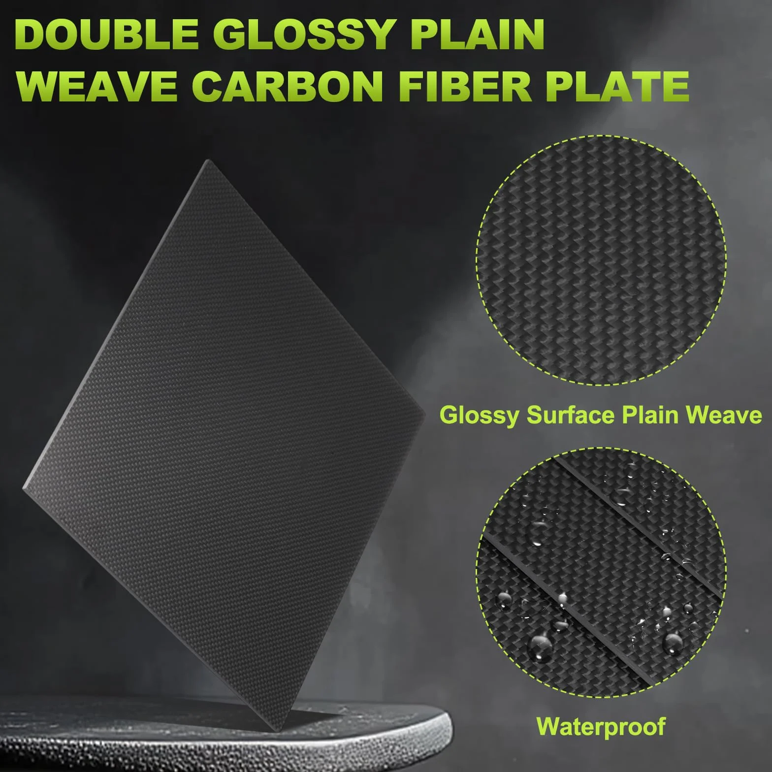 QUARKZMAN Placas Fibra Carbono 3K, Panel Fibra Carbono 200 X 300 X 1.5mm, Lámina Fibra Carbono Brillante Tejido Liso Flexible Para Aviones RC, Modelos Coches, Piezas Automóvil