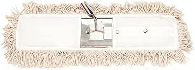 ABD Mopa Industrial Plana Algodón 15x100CM con Bastidor Metálico para Grandes Superficies. Barrido de Suelos. Elimina Polvo y Suciedad. Muy Resistente. Tamaño 100CM