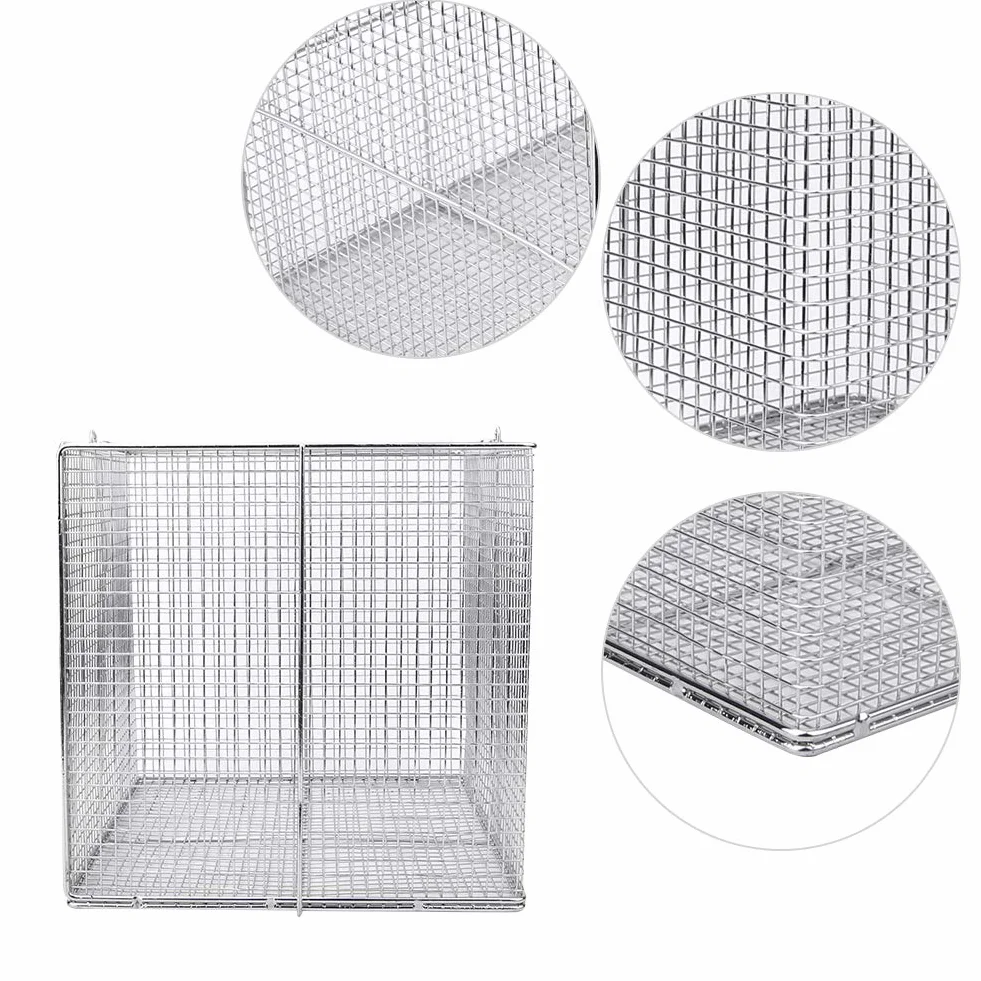 Caja de Esterilización de Instrumentos, Cesta de Desinfección de Instrumentos, Bandeja de Esterilización de Instrumentos de Acero Inoxidable, Suministros de Laboratorio con Asa