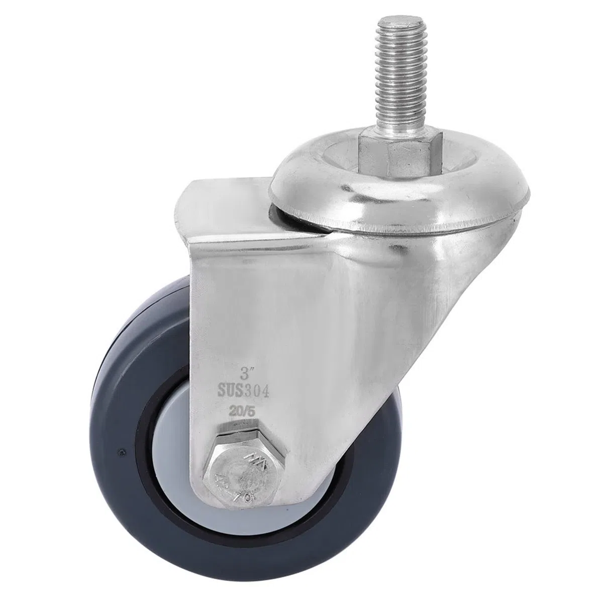 Ruedas para Carros con Soporte de Acero Inoxidable 304 M10, 2 Pulgadas, Gris Oscuro, Resistentes al Desgaste - Silenciosas y Antideslizantes, Alta Capacidad de Carga, Para Palets