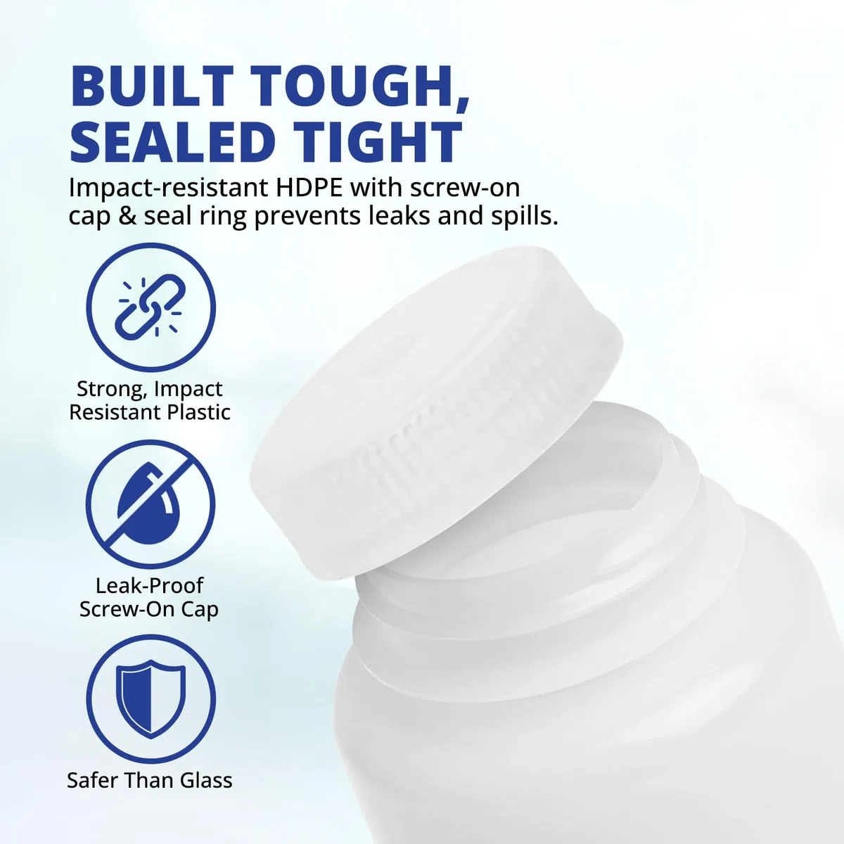 United Scientific 33408 HDPE Botellas de reactivo de boca ancha, 250 ml de capacidad (paquete de 12)