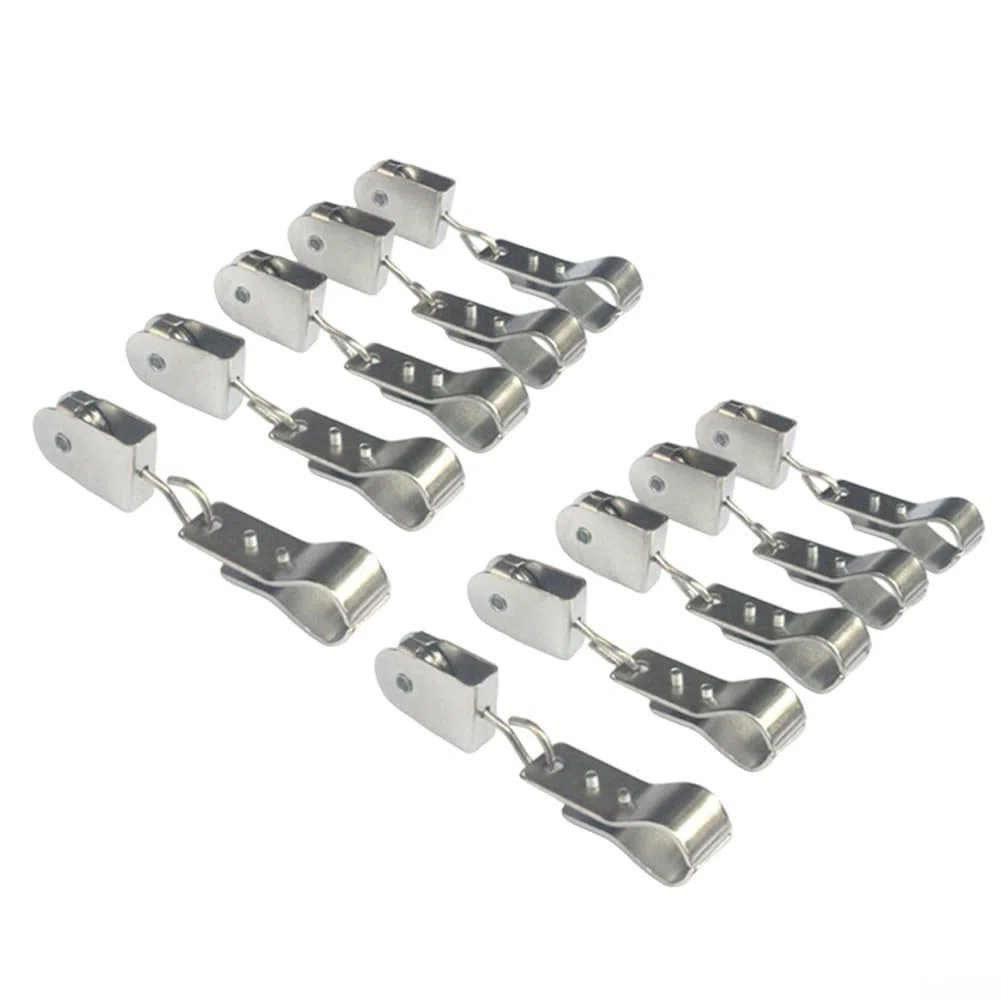Juego de 10 poleas y abrazaderas de acero inoxidable 304 para instalación de toldo, kit de hardware resistente con opciones de rueda de nailon/acero