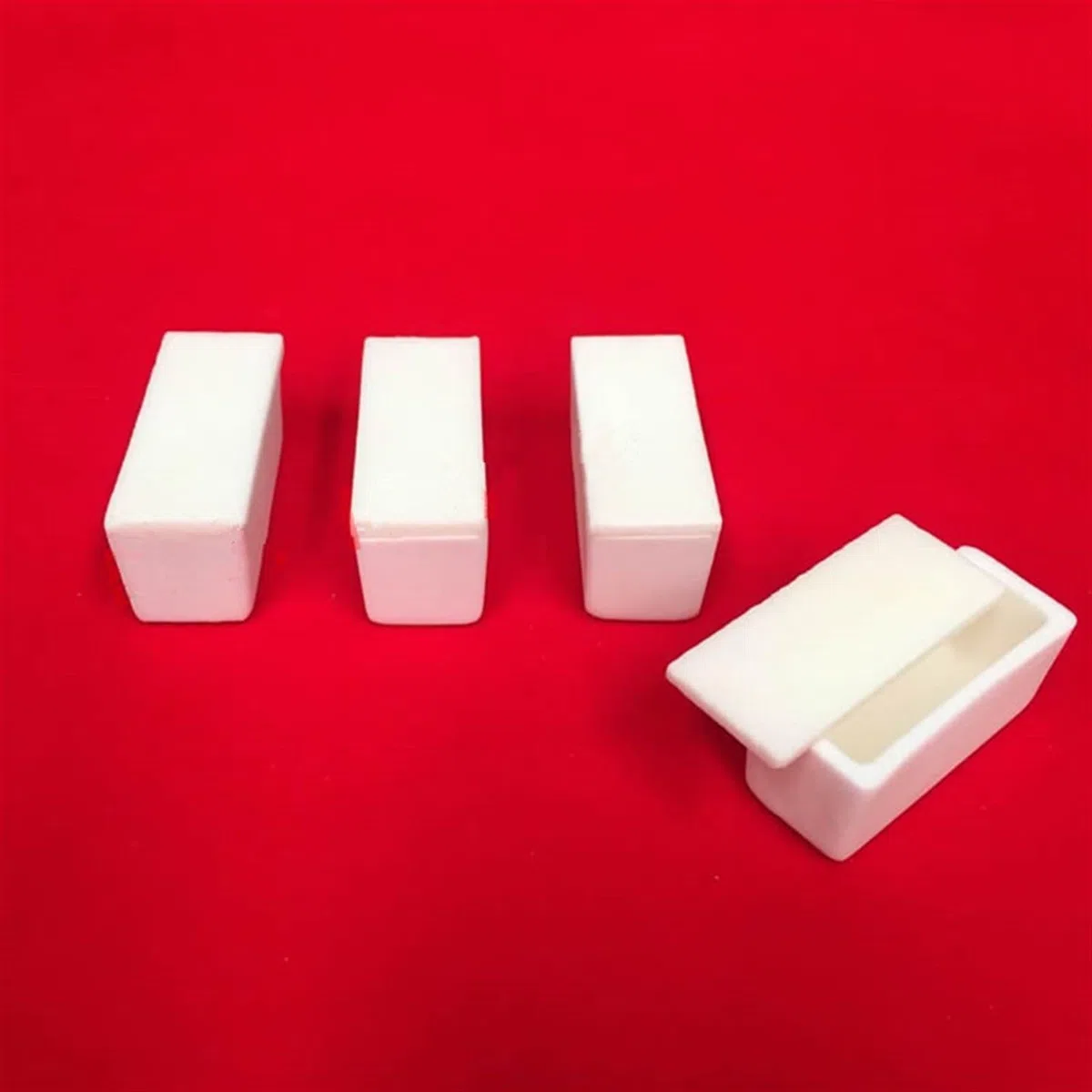 Crisol de corindón de alúmina/50x20x20mm/crisol de corindón Rectangular con Tapa/crisol de cerámica Al2O3