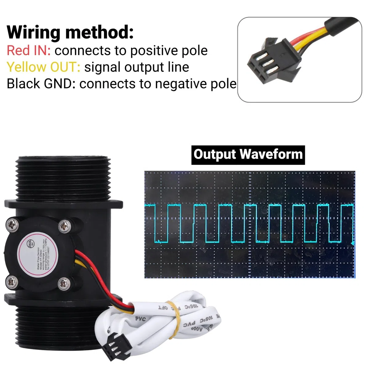 Sensor de Flujo de Agua Medidor de Flujo de Turbina Hall G1.5in YF-DN40 DC 3-24V para Máquinas Expendedoras de Agua Máquinas de Tarjetas de Cré