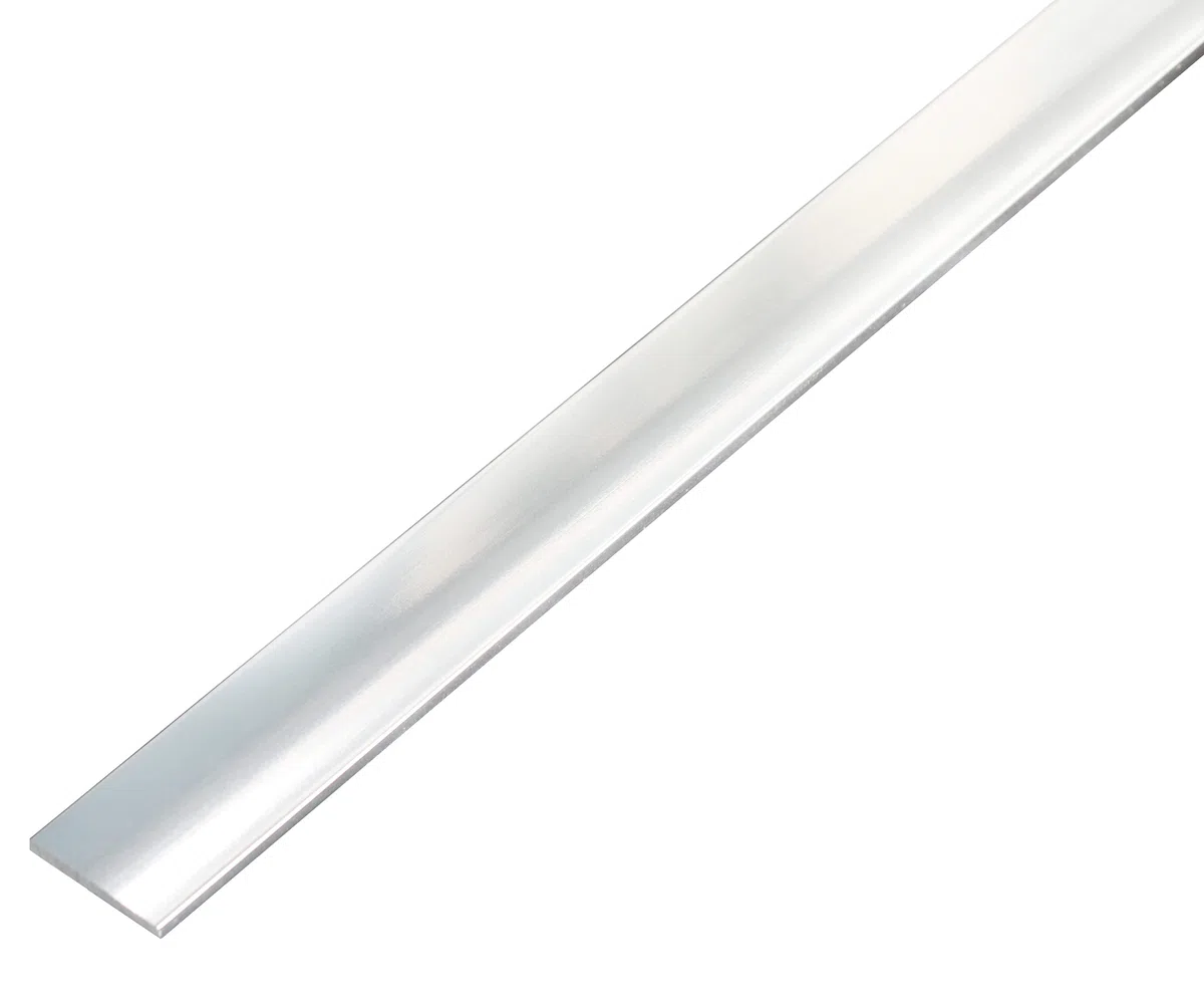 Alberts 488338 Barra plana, autoadhesiva, aluminio, diseño cromado, 2000 x 20 x 2 mm