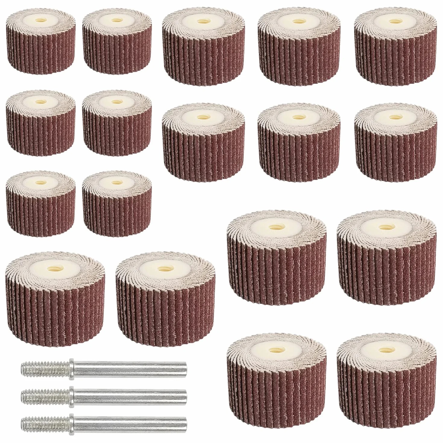 18 Piezas Ruedas de láminas, Grano 80/120/180 Cepillo Abrasivo a Láminas, Rueda de pulido con Vástago de 6 mm, Rueda de Papel de Lija Cepillo Abrasivo, para Lijar, Desbarbado, Pulido (18 Piezas)
