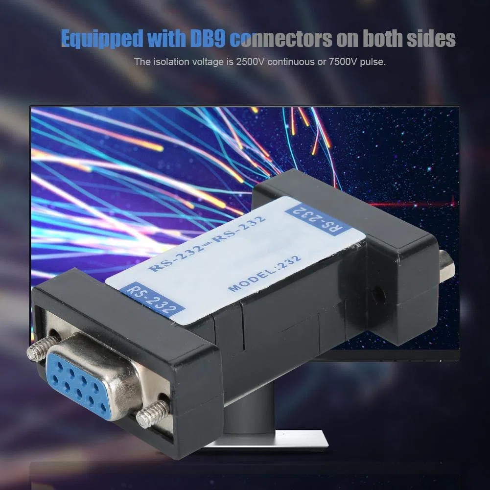 Convertidor RS232 a 232 Aislador óptico 2500V Continuo/7500V Pulso Aislador óptico fotoeléctrico 0-57600BPS Aislador eléctrico óptico con conector DB9 para EIA/TIA RS232 y estándares CCITT V.24