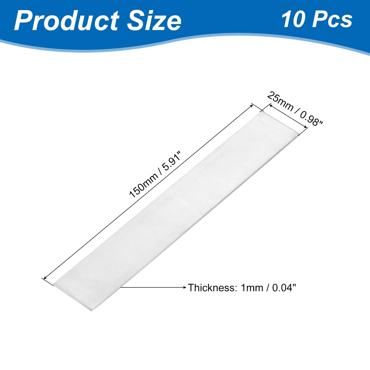 QUARKZMAN 10 Piezas Láminas Zinc 99.99% Alta Pureza Placa Zinc 0.04"x1"x6"(1x25x150mm) Lámina Metálica Zinc Tira Ánodo Zinc Para Laboratorio Científico Industria Proyectos DIY Artesanía