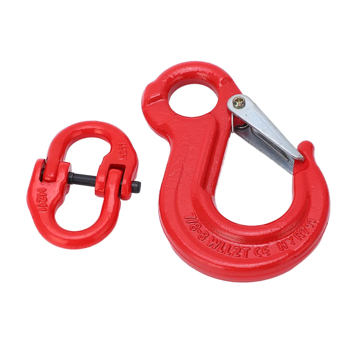 Cocoarm Gancho Deslizante Gancho para Eslinga con Ojal Acero Al Cromo Molibdeno 35 Rodamiento 2T con Hebilla de Seguridad y Hebilla de 2 Anillos para Transporte Portuario de Elevación Construcción de