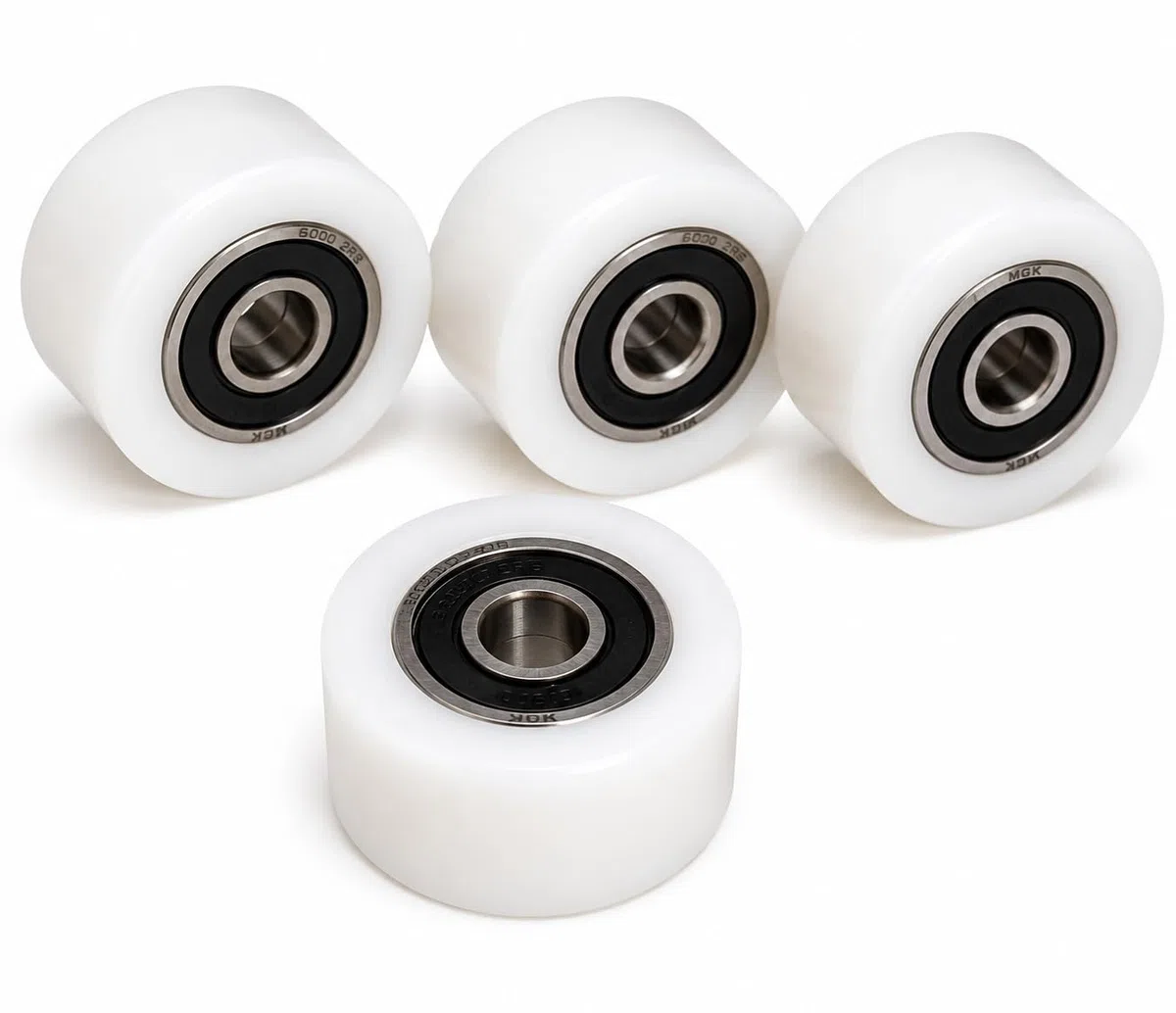 4 ruedas de poliamida de nailon de 40 mm de diámetro y 20 mm de ancho con rodamientos de 10 mm de precisión fabricados en la UE.